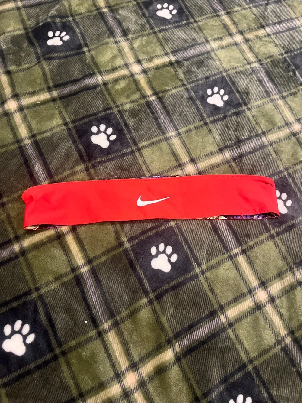 Nike Red Stretch Sports Headband with White Swoosh reversible